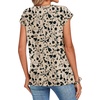 Zeagoo Womens Tops Summer Casual Cap Sleeve Tshirts Shirts Business Blouses(Khaki Floral)