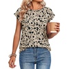 Zeagoo Womens Tops Summer Casual Cap Sleeve Tshirts Shirts Business Blouses(Khaki Floral)
