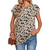 Zeagoo Womens Tops Summer Casual Cap Sleeve Tshirts Shirts Business Blouses(Khaki Floral)