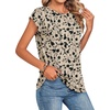 Zeagoo Womens Tops Summer Casual Cap Sleeve Tshirts Shirts Business Blouses(Khaki Floral)