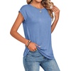 Zeagoo Womens Tops Summer Casual Cap Sleeve Tshirts Shirts Business Blouses(Light Blue)
