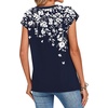 Zeagoo Womens Tops Summer Casual Cap Sleeve Tshirts Shirts Business Blouses(Navy Floral)