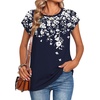 Zeagoo Womens Tops Summer Casual Cap Sleeve Tshirts Shirts Business Blouses(Navy Floral)