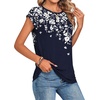 Zeagoo Womens Tops Summer Casual Cap Sleeve Tshirts Shirts Business Blouses(Navy Floral)