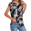 Zeagoo Womens Tops Summer Casual Cap Sleeve Tshirts Shirts Business Blouses(Navy Printed)