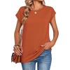Zeagoo Womens Tops Summer Casual Cap Sleeve Tshirts Shirts Business Blouses(Orange)