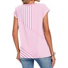Zeagoo Womens Tops Summer Casual Cap Sleeve Tshirts Shirts Business Blouses(Pink Stripes)