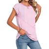 Zeagoo Womens Tops Summer Casual Cap Sleeve Tshirts Shirts Business Blouses(Pink Stripes)