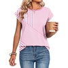 Zeagoo Womens Tops Summer Casual Cap Sleeve Tshirts Shirts Business Blouses(Pink Stripes)