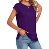 Zeagoo Womens Tops Summer Casual Cap Sleeve Tshirts Shirts Business Blouses(Purple)