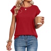 Zeagoo Womens Tops Summer Casual Cap Sleeve Tshirts Shirts Business Blouses(Red Color)