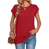 Zeagoo Womens Tops Summer Casual Cap Sleeve Tshirts Shirts Business Blouses(Red Color)