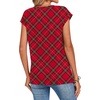 Zeagoo Womens Tops Summer Casual Cap Sleeve Tshirts Shirts Business Blouses(Red Plaid)