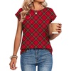 Zeagoo Womens Tops Summer Casual Cap Sleeve Tshirts Shirts Business Blouses(Red Plaid)