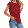 Zeagoo Womens Tops Summer Casual Cap Sleeve Tshirts Shirts Business Blouses(Red Plaid)