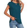 Zeagoo Womens Tops Summer Casual Cap Sleeve Tshirts Shirts Business Blouses(Teal)