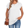 Zeagoo Womens Tops Summer Casual Cap Sleeve Tshirts Shirts Business Blouses(White)