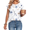 Zeagoo Womens Tops Summer Casual Cap Sleeve Tshirts Shirts Business Blouses(White Floral)