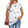 Zeagoo Womens Tops Summer Casual Cap Sleeve Tshirts Shirts Business Blouses(White Floral)