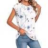 Zeagoo Womens Tops Summer Casual Cap Sleeve Tshirts Shirts Business Blouses(White Floral)