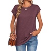 Zeagoo Womens Tops Summer Casual Cap Sleeve Tshirts Shirts Business Blouses(Wine Red)
