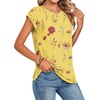 Zeagoo Womens Tops Summer Casual Cap Sleeve Tshirts Shirts Business Blouses(Yellow Floral)