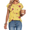 Zeagoo Womens Tops Summer Casual Cap Sleeve Tshirts Shirts Business Blouses(Yellow Floral)