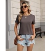 Zeagoo Womens Tshirt Short Sleeve Summer Tops Crewneck Casual Basic Tee Shirts Spring Clothes Trendy Outfit(Brown)