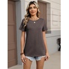 Zeagoo Womens Tshirt Short Sleeve Summer Tops Crewneck Casual Basic Tee Shirts Spring Clothes Trendy Outfit(Brown)