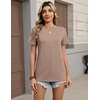 Zeagoo Womens Tshirt Short Sleeve Summer Tops Crewneck Casual Basic Tee Shirts Spring Clothes Trendy Outfit(Khaki)