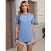 Zeagoo Womens Tshirt Short Sleeve Summer Tops Crewneck Casual Basic Tee Shirts Spring Clothes Trendy Outfit(Light Blue)