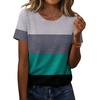 Zeagoo Womens Tshirt Short Sleeve Summer Tops Crewneck Casual Basic Tee Shirts Spring Clothes Trendy Outfit(Z Contrasting Gray Green 595)