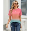 Zeagoo Womens Tshirt Short Sleeve Summer Tops Crewneck Casual Basic Tee Shirts Spring Clothes Trendy Outfit(Z Gradient Blue Pink 218)