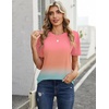 Zeagoo Womens Tshirt Short Sleeve Summer Tops Crewneck Casual Basic Tee Shirts Spring Clothes Trendy Outfit(Z Gradient Blue Pink 218)