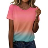 Zeagoo Womens Tshirt Short Sleeve Summer Tops Crewneck Casual Basic Tee Shirts Spring Clothes Trendy Outfit(Z Gradient Blue Pink 218)