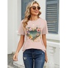 Zeagoo Womens Tshirt Short Sleeve Summer Tops Crewneck Casual Basic Tee Shirts Spring Clothes Trendy Outfit(Z Heart Beige 83)
