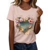 Zeagoo Womens Tshirt Short Sleeve Summer Tops Crewneck Casual Basic Tee Shirts Spring Clothes Trendy Outfit(Z Heart Beige 83)