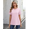Zeagoo Womens Tshirt Short Sleeve Summer Tops Crewneck Casual Basic Tee Shirts Spring Clothes Trendy Outfit(Z Striped Pink 300)