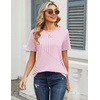 Zeagoo Womens Tshirt Short Sleeve Summer Tops Crewneck Casual Basic Tee Shirts Spring Clothes Trendy Outfit(Z Striped Pink 300)