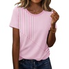 Zeagoo Womens Tshirt Short Sleeve Summer Tops Crewneck Casual Basic Tee Shirts Spring Clothes Trendy Outfit(Z Striped Pink 300)