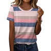 Zeagoo Womens Tshirt Short Sleeve Summer Tops Crewneck Casual Basic Tee Shirts Spring Clothes Trendy Outfit(Z Striped Pink 669)