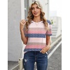 Zeagoo Womens Tshirt Short Sleeve Summer Tops Crewneck Casual Basic Tee Shirts Spring Clothes Trendy Outfit(Z Striped Pink 669)