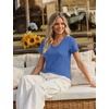Zeagoo Womens V-Neck Tops Summer Casual Short Sleeve Tshirts S-3XL(Z-blue)