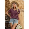 Zeagoo Womens V-Neck Tops Summer Casual Short Sleeve Tshirts S-3XL(Z-dark Red)