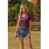 Zeagoo Womens V-Neck Tops Summer Casual Short Sleeve Tshirts S-3XL(Z-dark Red)
