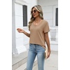 Zeagoo Womens V-Neck Tops Summer Casual Short Sleeve Tshirts S-3XL(Z-khaki)