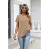 Zeagoo Womens V-Neck Tops Summer Casual Short Sleeve Tshirts S-3XL(Z-khaki)