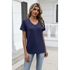 Zeagoo Womens V-Neck Tops Summer Casual Short Sleeve Tshirts S-3XL(Z-navy Blue)