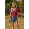 Zeagoo Womens V-Neck Tops Summer Casual Short Sleeve Tshirts S-3XL(Z-red)
