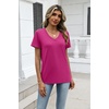 Zeagoo Womens V-Neck Tops Summer Casual Short Sleeve Tshirts S-3XL(Z-rose Red)